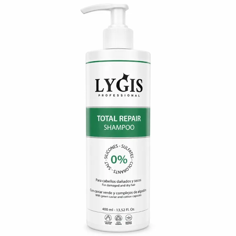 Lygis Professional Champú Reparación Intensa Sin Sulfatos 400 ml – Cabello Dañado, Teñido o Decolorado