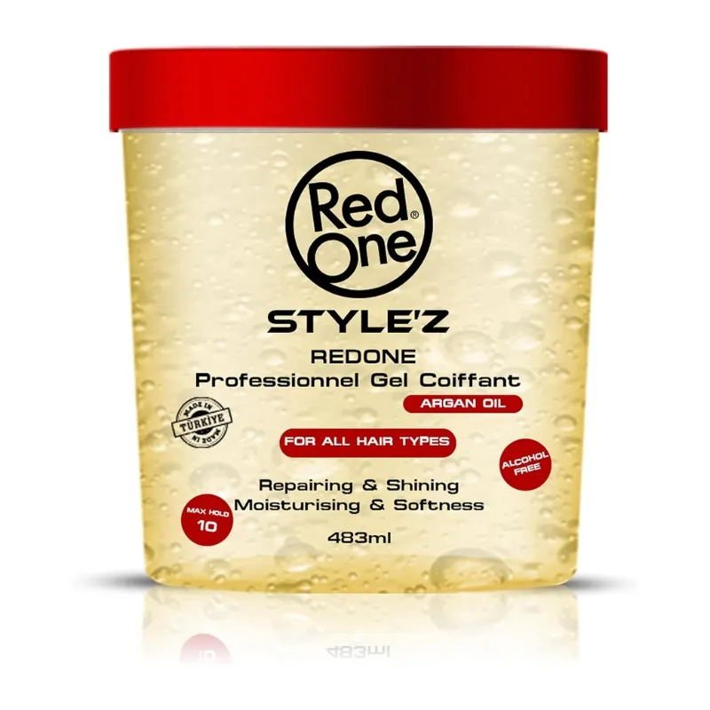 [ART00107] Red One Gel Fijador con Aceite de Argán Fijación Fuerte  Brillo Natural Sin Residuos (236 ml)