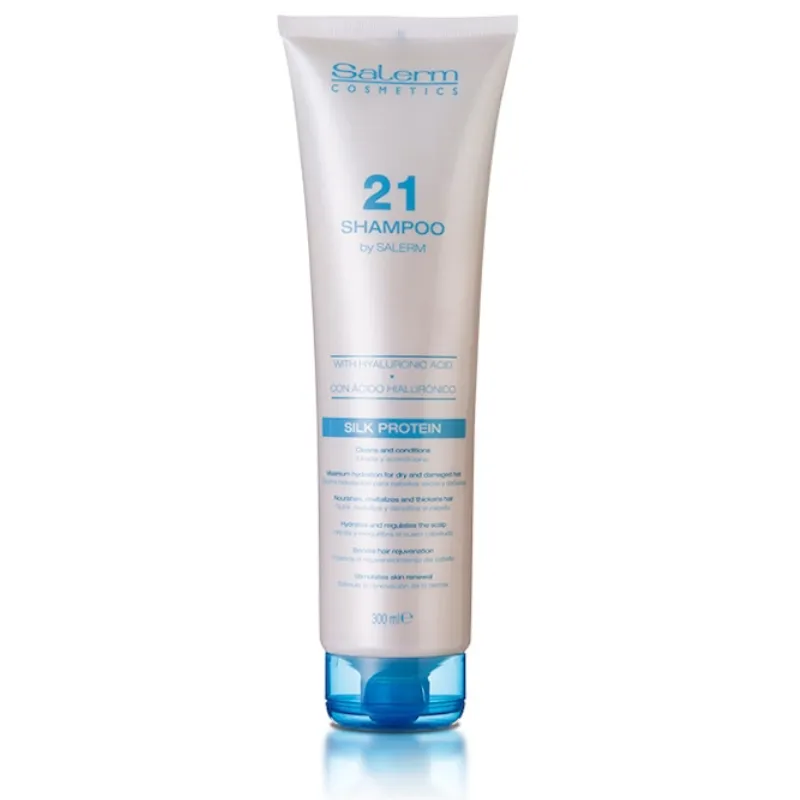 Salerm 21 Original Champú acondicionador para cabellos secos y dañados que necesitan de un cuidado continuo. Reparación intensa del cabello con ácido hialurónico 300 ml